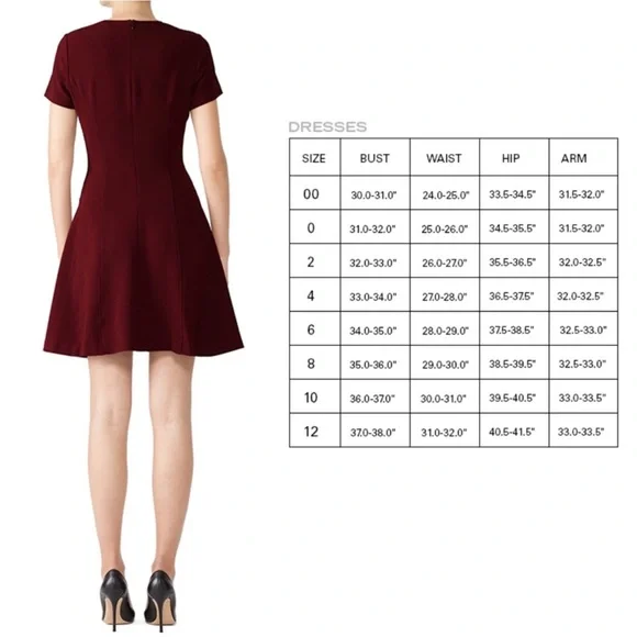 THEORY Modern Seamed Short Sleeve Jewel Neck Shift Dress in Deep Mulberry - Picture 12 of 14